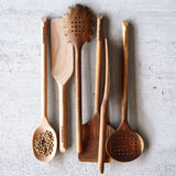 Crate & Barrel Acacia Slotted Spoon.