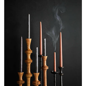 Century Black Acacia Wood Taper Candle Holder 20"