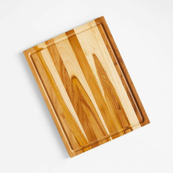 Crate & Barrel Reversible Teak Wood Cutting Board 20"x15"x0.75".