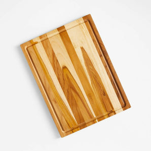 Crate & Barrel Reversible Teak Wood Cutting Board 20"x15"x0.75"