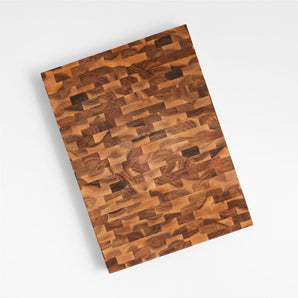 Crate & Barrel Rectangular Acacia End-Grain Cutting Board.