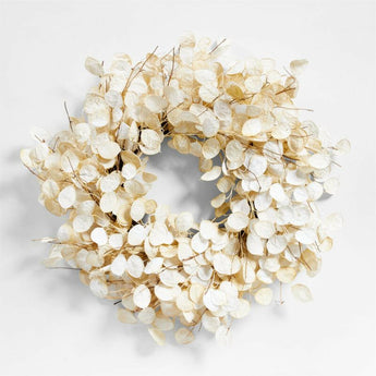 Faux Cream Lunaria Wreath.