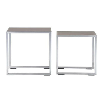Dune Nesting Tables with Painted Glass Set of Two.