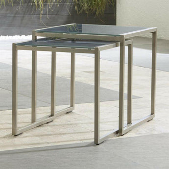 Dune Nesting Tables with Painted Glass Set of Two.