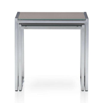 Dune Nesting Tables with Painted Glass Set of Two.