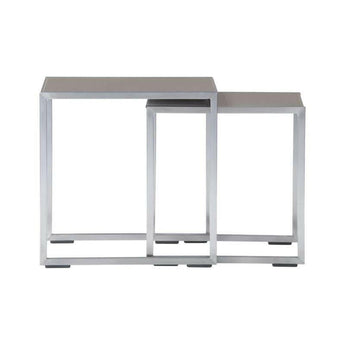 Dune Nesting Tables with Painted Glass Set of Two.