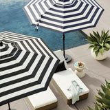 9' Round Sunbrella ® Cabana Stripe Navy Outdoor Patio Umbrella Canopy.