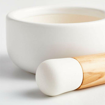 Olivewood and Ceramic Mortar and Pestle.