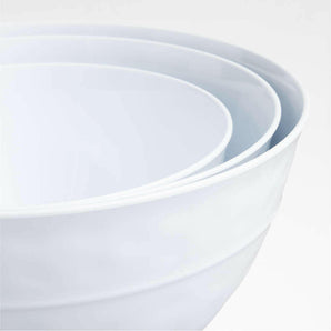 Orabel White Melamine Mixing Bowls with Lids, Set of 3.