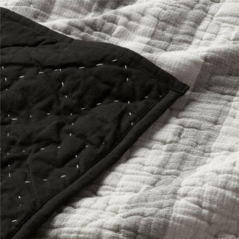 Laurentis Ink Black Crinkle Stripe Euro Sham.