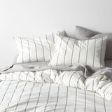 Organic Percale Cotton Striped Pewter Grey King Duvet Cover.