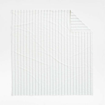 Organic Percale Cotton Striped Pewter Grey Standard Pillow Sham.