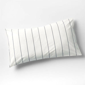 Organic Percale Cotton Striped Pewter Grey King Pillow Sham.