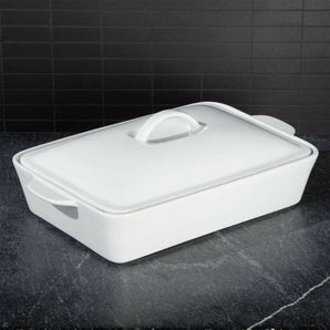 Potluck White Covered Baking Dish.