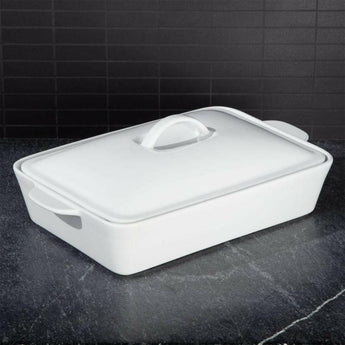 Potluck White Covered Baking Dish.