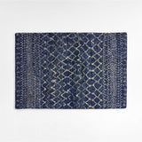 Rias Morrocan Blue Wool Hand Knotted Rug.