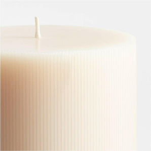 Ribbed Linen Pillar Candle.