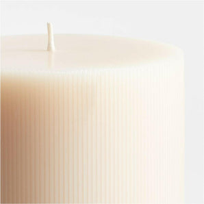 Ribbed Linen Pillar Candle