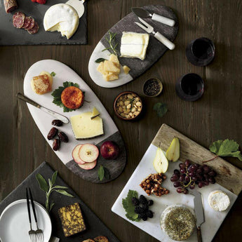 Set of 3 Marble Handle Cheese Knives.