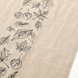 Natural Lin embroidered Leaf Runner 90".