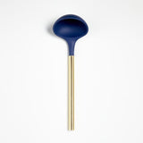 Wyn Blue Silicone Ladle with Brass Handle.
