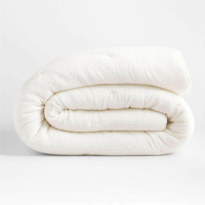 Aire Crinkle Cotton Linen Blend Cotton Cream King Comforter