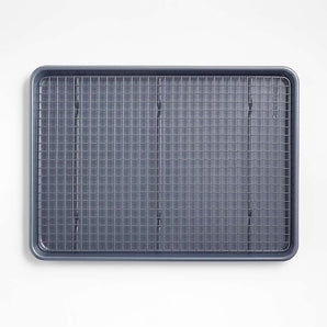Crate & Barrel Slate Blue Baking Sheet and Cooling Rack Set.