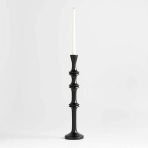 Century Black Acacia Wood Taper Candle Holder 20".