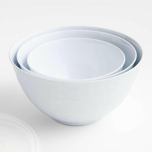 Orabel White Melamine Mixing Bowls with Lids, Set of 3.