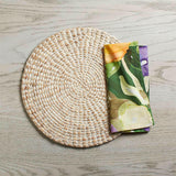 Round Whitewashed Water Hyacinth Placemat.
