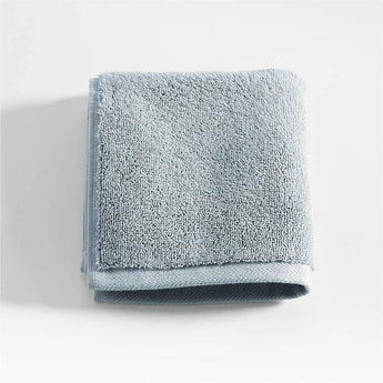 Organic Turkish Cotton Mist Blue Washcloth.