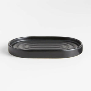 Chet Black Ceramic Soap Dish/Sponge Holder.