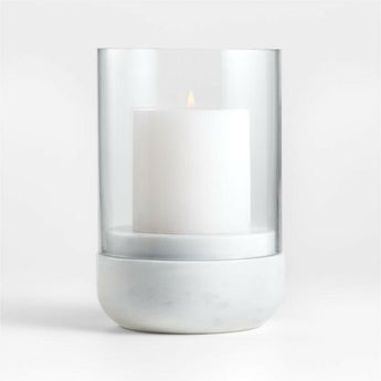 Curve Marble and Glass Hurricane Candle Holder.