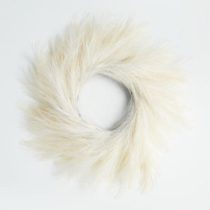 Faux White Pampas Grass Wreath 28".