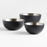 Nera Matte Black Stainless Mixing Bowls, Set of 3..