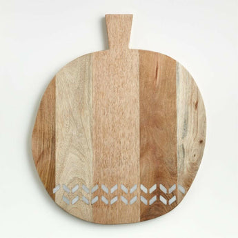 Isadore Round Marble Inlay Wood Serving Board..