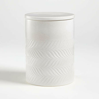 Fern White Ceramic Canister.