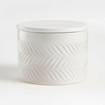 Fern White Ceramic Canister.