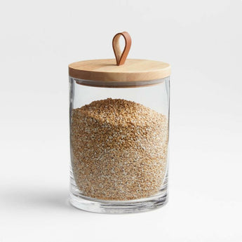 Tomos Medium Glass Canister with Wood Lid..