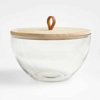 Tomos Glass Bowl with Wood Lid.