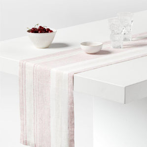 Chesney 90" Rosewood-Striped Linen Table Runner.