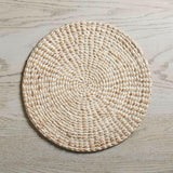 Round Whitewashed Water Hyacinth Placemat.