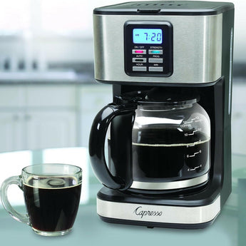 Cafetera Capresso de 10 tazas, acero inoxidable.