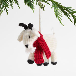 Adorno para el árbol de Navidad de cabra de alpaca con bufanda