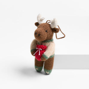 Adorno de alce de alpaca con jersey para el árbol de Navidad