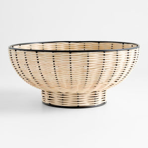 Bol de pedestal Amira y mimbre de 12