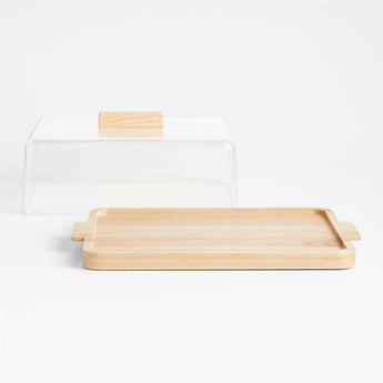 Tabla de servir rectangular de madera de fresno Arla con tapa acrílica.