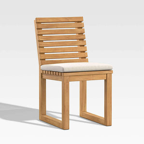 Listón Exterior Silla auxiliar de comedor con cojines Sunbrella ® de avena.