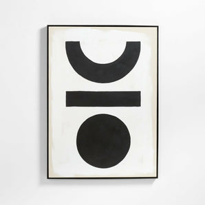 "Equilibrio Blanco y Negro" Arte de Pared Enmarcado Pintado a Mano 37 "x51"