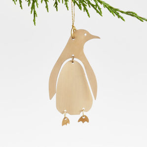 Adorno de pingüino para árbol de Navidad con pata colgante de Brass
